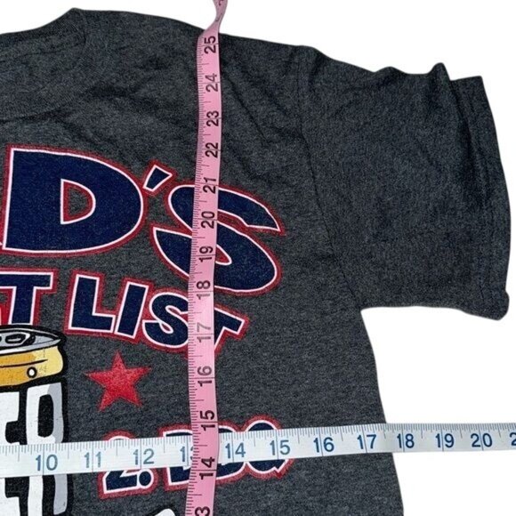 Dads Bucket List Graphic Tee 1. Beer 2. BBQ Gildan Heavy Cotton T-Shirt Gray Sho - Picture 7 of 7